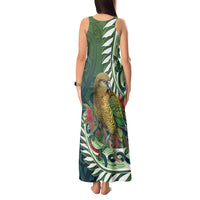 New Zealand Kea Bird Tank Maxi Dress With Maori Koru Fern LT05 - Polynesian Pride