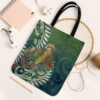New Zealand Kea Bird Tote Bag With Maori Koru Fern LT05 Black Strap One Size Green - Polynesian Pride