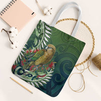 New Zealand Kea Bird Tote Bag With Maori Koru Fern LT05 White Strap One Size Green - Polynesian Pride