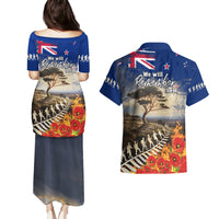 New Zealand ANZAC Day Couples Matching Puletasi and Hawaiian Shirt The Lonesome Pine With Soldier Fern LT05 - Polynesian Pride
