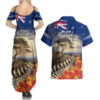 New Zealand ANZAC Day Couples Matching Summer Maxi Dress and Hawaiian Shirt The Lonesome Pine With Soldier Fern LT05 - Polynesian Pride