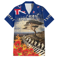 New Zealand ANZAC Day Family Matching Long Sleeve Bodycon Dress and Hawaiian Shirt The Lonesome Pine With Soldier Fern LT05 Dad's Shirt - Short Sleeve Blue - Polynesian Pride
