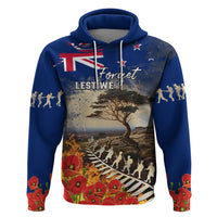 New Zealand ANZAC Day Zip Hoodie The Lonesome Pine With Soldier Fern LT05 Pullover Hoodie Blue - Polynesian Pride