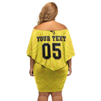 Papua New Guinea Rugby Custom Family Matching Off Shoulder Short Dress and Hawaiian Shirt Kumuls Heritage