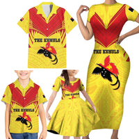 Papua New Guinea Rugby Custom Family Matching Short Sleeve Bodycon Dress and Hawaiian Shirt Kumuls Heritage