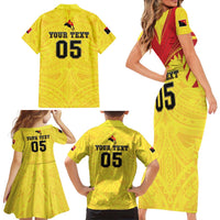 Papua New Guinea Rugby Custom Family Matching Short Sleeve Bodycon Dress and Hawaiian Shirt Kumuls Heritage