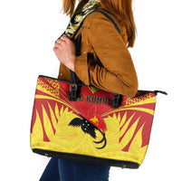 Papua New Guinea Rugby Leather Tote Bag Kumuls Heritage LT05 Yellow - Polynesian Pride
