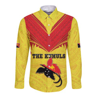 Papua New Guinea Rugby Custom Long Sleeve Button Shirt Kumuls Heritage LT05 Unisex Yellow - Polynesian Pride