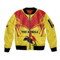 Papua New Guinea Rugby Custom Sleeve Zip Bomber Jacket Kumuls Heritage LT05 Unisex Yellow - Polynesian Pride