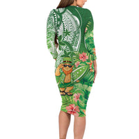Aloha Hawaii St Patrick's Day Family Matching Long Sleeve Bodycon Dress and Hawaiian Shirt Polynesian Style