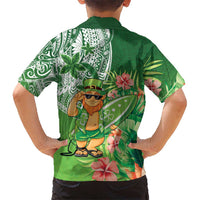 Aloha Hawaii St Patrick's Day Family Matching Short Sleeve Bodycon Dress and Hawaiian Shirt Polynesian Style