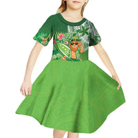 Aloha Hawaii St Patrick's Day Kid Short Sleeve Dress Polynesian Style LT05 - Polynesian Pride