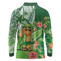 Aloha Hawaii St Patrick's Day Long Sleeve Polo Shirt Polynesian Style LT05 - Polynesian Pride