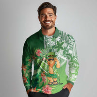 Aloha Hawaii St Patrick's Day Long Sleeve Polo Shirt Polynesian Style LT05 - Polynesian Pride