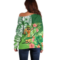 Aloha Hawaii St Patrick's Day Off Shoulder Sweater Polynesian Style LT05 - Polynesian Pride