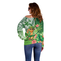 Aloha Hawaii St Patrick's Day Off Shoulder Sweater Polynesian Style LT05 - Polynesian Pride
