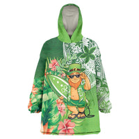 Aloha Hawaii St Patrick's Day Wearable Blanket Hoodie Polynesian Style LT05 One Size Green - Polynesian Pride