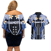 French Polynesia Tuamotu Archipelago Couples Matching Off Shoulder Short Dress and Hawaiian Shirt Polynesian Pattern Unique Style LT05 - Polynesian Pride