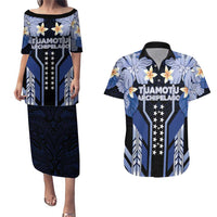 French Polynesia Tuamotu Archipelago Couples Matching Puletasi and Hawaiian Shirt Polynesian Pattern Unique Style LT05 Navy - Polynesian Pride