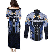French Polynesia Tuamotu Archipelago Couples Matching Puletasi and Long Sleeve Button Shirt Polynesian Pattern Unique Style LT05 - Polynesian Pride