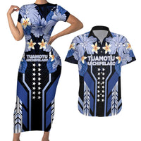 French Polynesia Tuamotu Archipelago Couples Matching Short Sleeve Bodycon Dress and Hawaiian Shirt Polynesian Pattern Unique Style LT05 Navy - Polynesian Pride