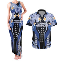 French Polynesia Tuamotu Archipelago Couples Matching Tank Maxi Dress and Hawaiian Shirt Polynesian Pattern Unique Style LT05 Navy - Polynesian Pride