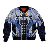 French Polynesia Tuamotu Archipelago Sleeve Zip Bomber Jacket Polynesian Pattern Unique Style LT05 Unisex Navy - Polynesian Pride