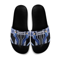 French Polynesia Tuamotu Archipelago Slide Sandals Polynesian Pattern Unique Style LT05 Navy - Polynesian Pride