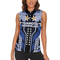 French Polynesia Tuamotu Archipelago Women Sleeveless Polo Shirt Polynesian Pattern Unique Style LT05 - Polynesian Pride