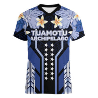 French Polynesia Tuamotu Archipelago Women V-Neck T-Shirt Polynesian Pattern Unique Style LT05 Female Navy - Polynesian Pride