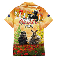 Australia And New Zealand ANZAC Day Family Matching Off The Shoulder Long Sleeve Dress and Hawaiian Shirt Kangaroo And Kiwi Bird Soldiers Lest We Forget LT05 - Polynesian Pride