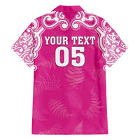 New Zealand Fern Women Rugby Custom Hawaiian Shirt Pink Maori Pattern