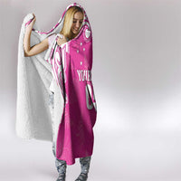 New Zealand Fern Women Rugby Custom Hooded Blanket Pink Maori Pattern