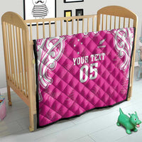 New Zealand Fern Women Rugby Custom Quilt Pink Maori Pattern