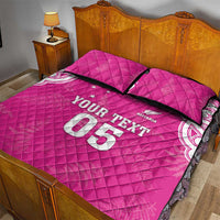 New Zealand Fern Women Rugby Custom Quilt Bed Set Pink Maori Pattern