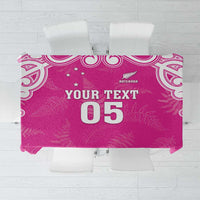 New Zealand Fern Women Rugby Custom Tablecloth Pink Maori Pattern