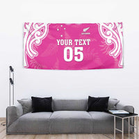 New Zealand Fern Women Rugby Custom Tapestry Pink Maori Pattern