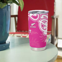 New Zealand Fern Women Rugby Custom Tumbler Cup Pink Maori Pattern