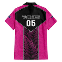 New Zealand Fern Rugby Custom Family Matching Tank Maxi Dress and Hawaiian Shirt Pink Maori Pattern