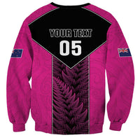New Zealand Fern Rugby Custom Sweatshirt Pink Maori Pattern