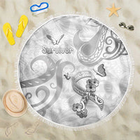 Brain Cancer Awareness Beach Blanket Ribbon Polynesian Pattern LT05 One Size 150cm White - Polynesian Pride