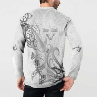 Personalised Brain Cancer Awareness Button Sweatshirt Ribbon Polynesian Pattern LT05 - Polynesian Pride