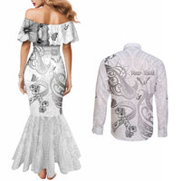 Personalised Brain Cancer Awareness Couples Matching Mermaid Dress and Long Sleeve Button Shirt Ribbon Polynesian Pattern LT05 - Polynesian Pride