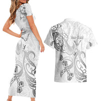 Personalised Brain Cancer Awareness Couples Matching Short Sleeve Bodycon Dress and Hawaiian Shirt Ribbon Polynesian Pattern LT05 - Polynesian Pride