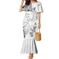 Personalised Brain Cancer Awareness Family Matching Mermaid Dress and Hawaiian Shirt Ribbon Polynesian Pattern