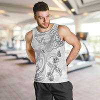 Personalised Brain Cancer Awareness Men Tank Top Ribbon Polynesian Pattern LT05 White - Polynesian Pride