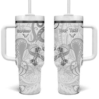 Personalised Brain Cancer Awareness Tumbler With Handle Ribbon Polynesian Pattern LT05 One Size: 40 oz White - Polynesian Pride
