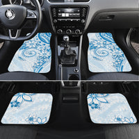 Polynesian Pattern With Plumeria Flowers Car Mats Blue LT05 Set 4pcs Blue - Polynesian Pride