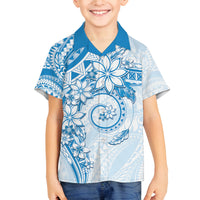 Polynesian Pattern With Plumeria Flowers Family Matching Puletasi and Hawaiian Shirt Blue LT05 Son's Shirt Blue - Polynesian Pride