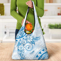 Polynesian Pattern With Plumeria Flowers Grocery Bag Blue LT05 - Polynesian Pride